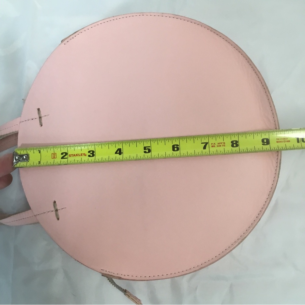 Clare V. Alistair Pink Leather Round Removable Crossbody Gold Zip 9.5” Circle - Picture 14 of 14
